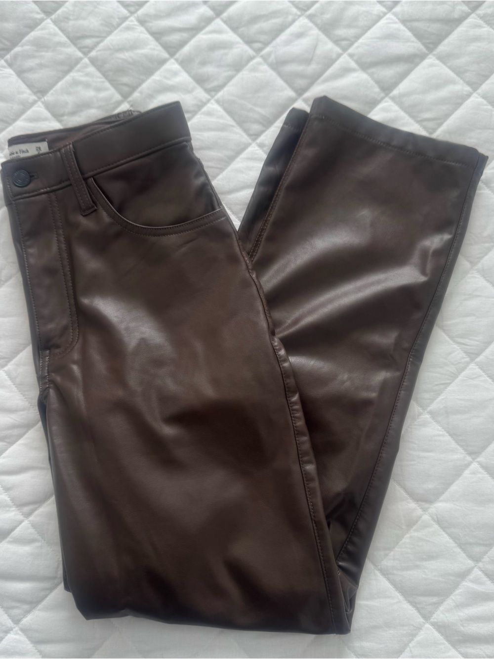 Abercrombie & Fitch Faux Leather Pants - Chocolate Brown